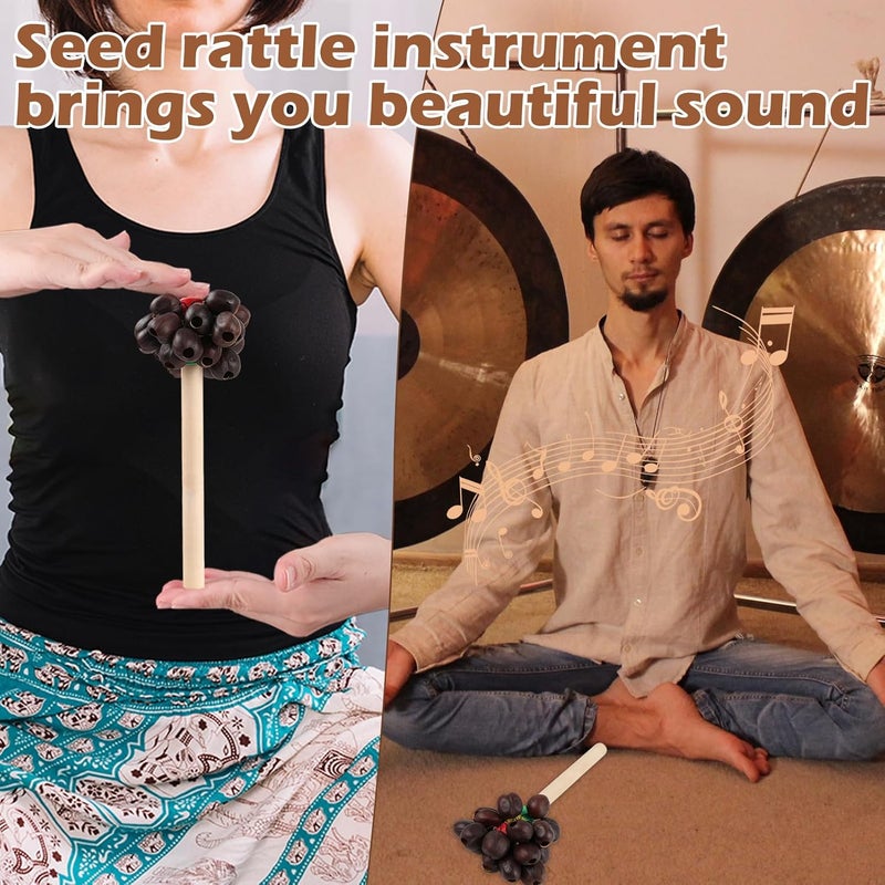 GOGHOST African Natural Rattle Shaker 7.8" x3.3" Cacho Seed Pod Rattles Handmade Percussion Gifts Peruvian Musical Instrument - Nature Sounds for Meditation, ASMR, Sound Therapy, Yoga (Pala-1 Pack) - Image 4